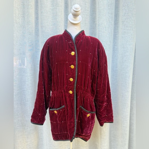 Escada Jackets & Blazers - Escada by Margaretha Ley burgundy velvet parka coat jacket